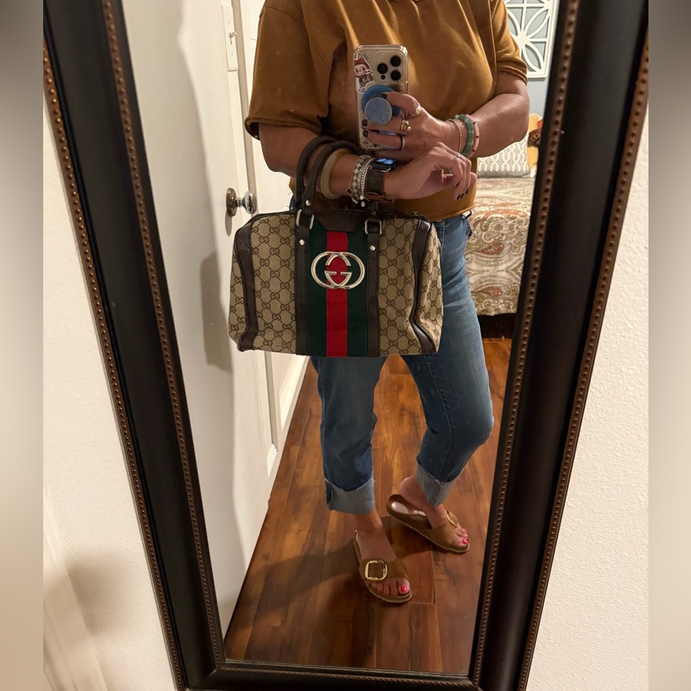 Beige Boston Style Bag Handbag Satchel Purse                  M357 - Picture 9 of 16